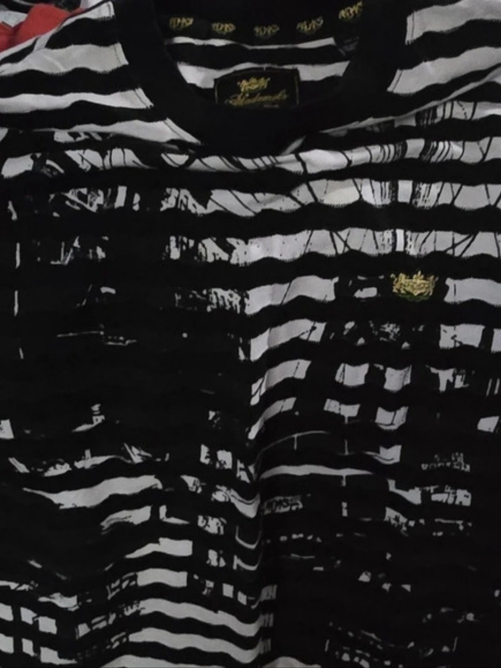 True Religion Striped Graphic Tee in Black & White